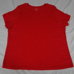 EDDIE BAUER 3XL XXXL SOLID RED WOMENS T-SHIRT K683